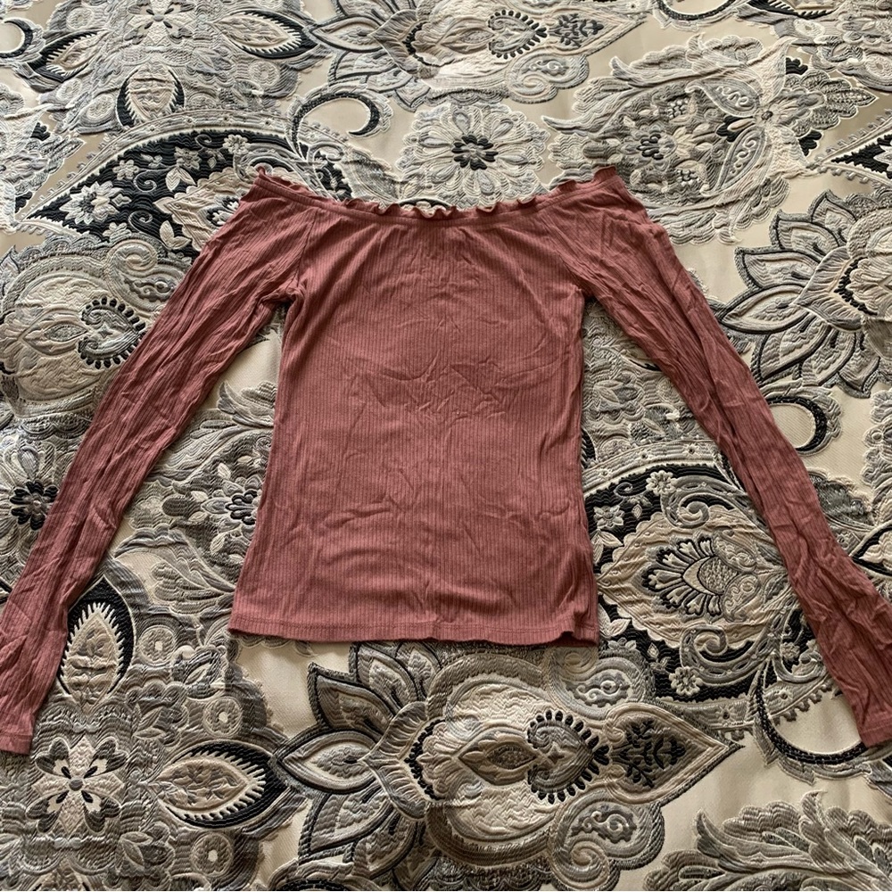 Aeropostale Off the Shoulder Long Sleeve Top